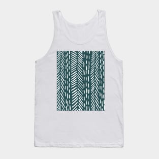 Abstract herringbone pattern - white and teal Tank Top